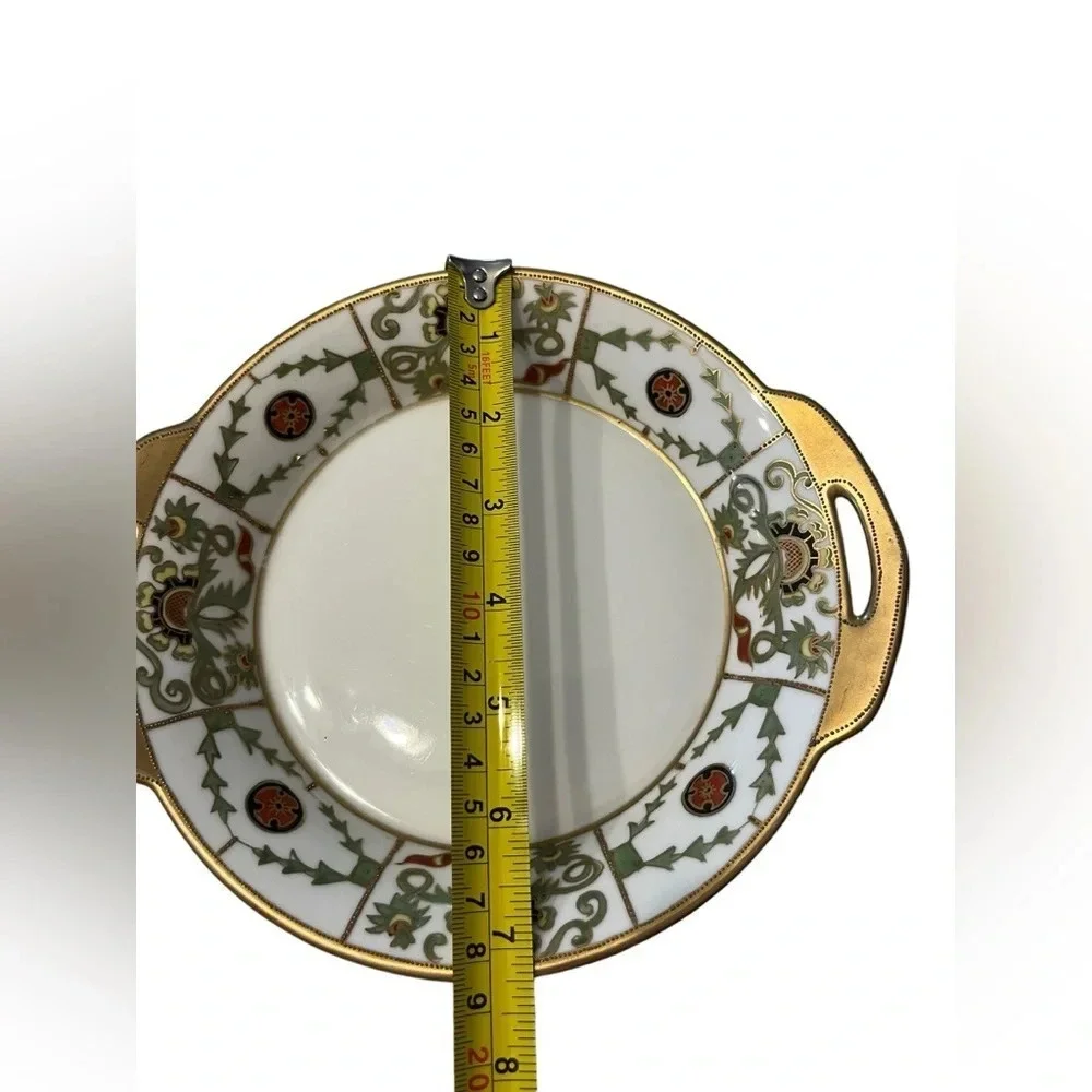 Antique Hand Painted Nippon Gold Embossed Serving Dish Tray Bowl